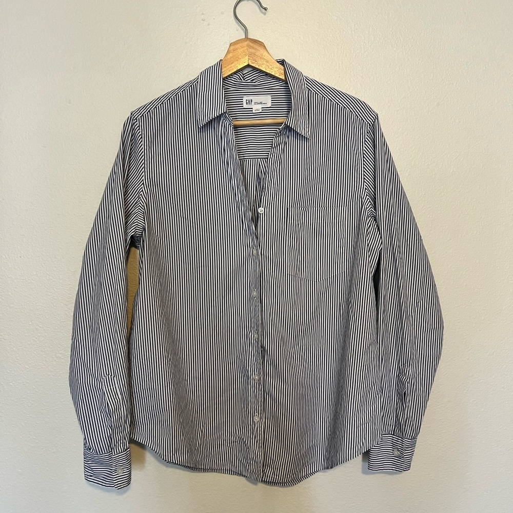 Navy Striped Button Down